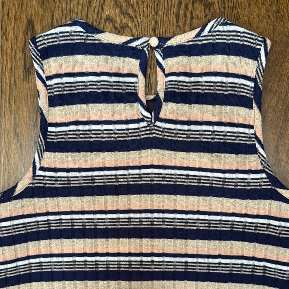 Miami Asymmetrical Striped Gold Sparkle White and Blue - Picture 5 of 6